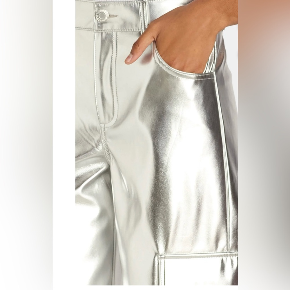 High Rise Metallic Cargo Pants - Picture 3 of 5